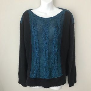 TOPSHOP French Blue Metallic Chunky Soft Fuzzy Sweater Size 8